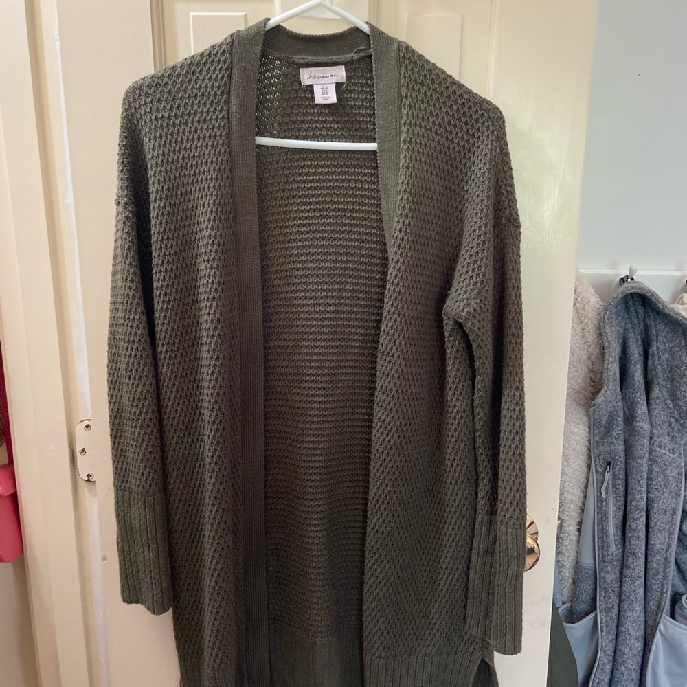 long green cardigan